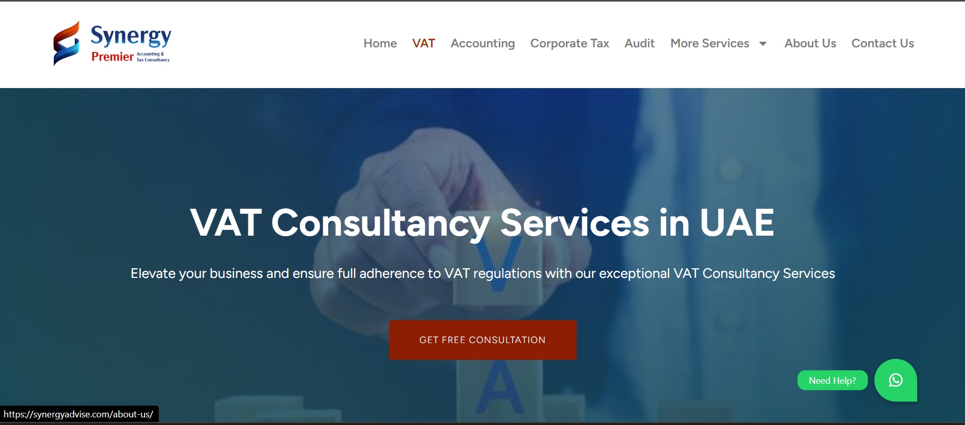 Synergy Premier accounting and consultancy website homepage